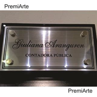 Imagen de producto Placa Profesional Simil Acero/Bronce 10 x 20 con Base. Art. PPS 1020