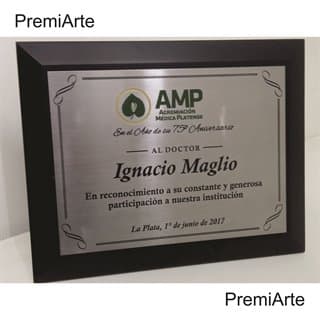 Imagen de producto Plaqueta  Acero 15 x 20 con Base y Caja. Art. PQA 1520